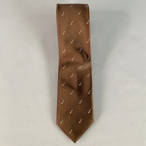 GUCCI Brown White Abstract Silk Skinny Tie - Picture 3 of 4